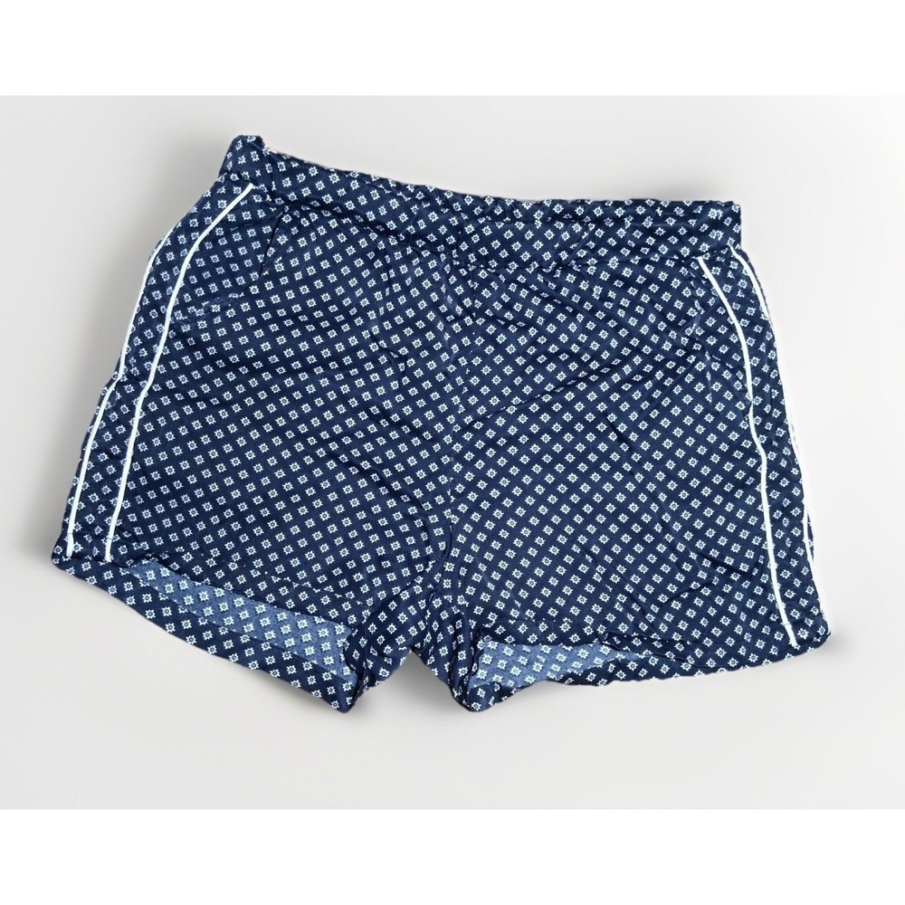 H&M Women's Navy Blue & Geo Pattern Retro Look Casual Shorts Size 6